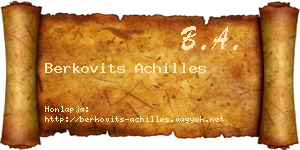 Berkovits Achilles névjegykártya